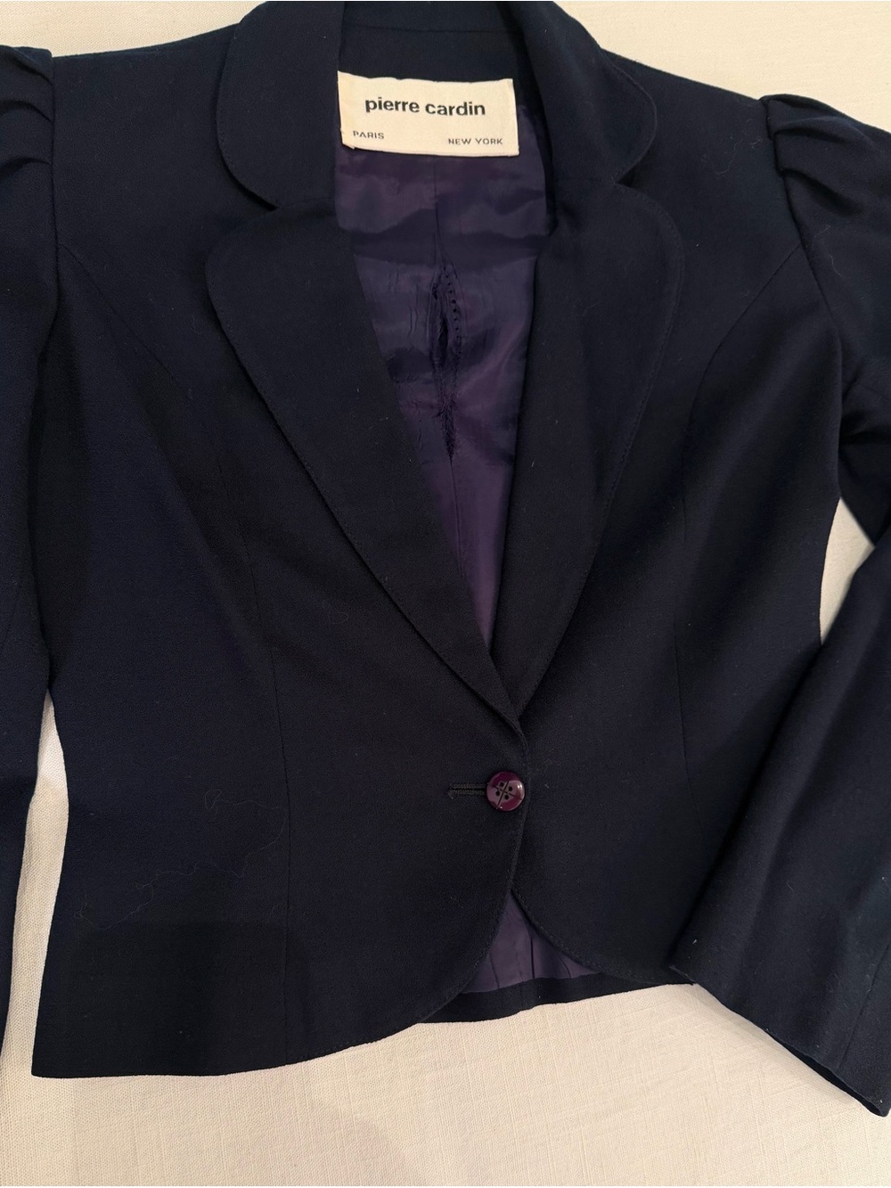 Vintage Pierre Cardin Navy Tailored Single-Button Blazer